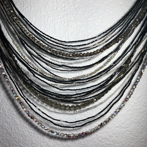 Multi Strand Bead Necklace with Rhinestone Clasp - Picture 2 of 6